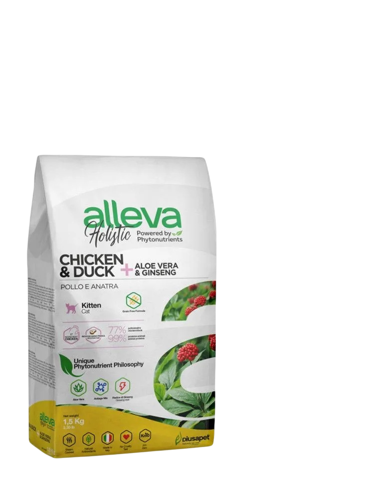 Alleva Holistic Kitten Курица/Утка/Алое вера/Женьшень (б/зерн) для котят 4
