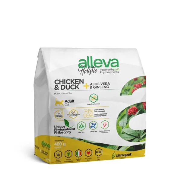 Alleva Holistic Adult Курица/Утка/Алое вера/Женьшень (б/зерн) для кошек 3