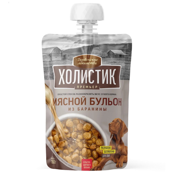 Деревенские Лакомства Холистик Премьер Мясной бульон из баранины пауч для собак 160 г