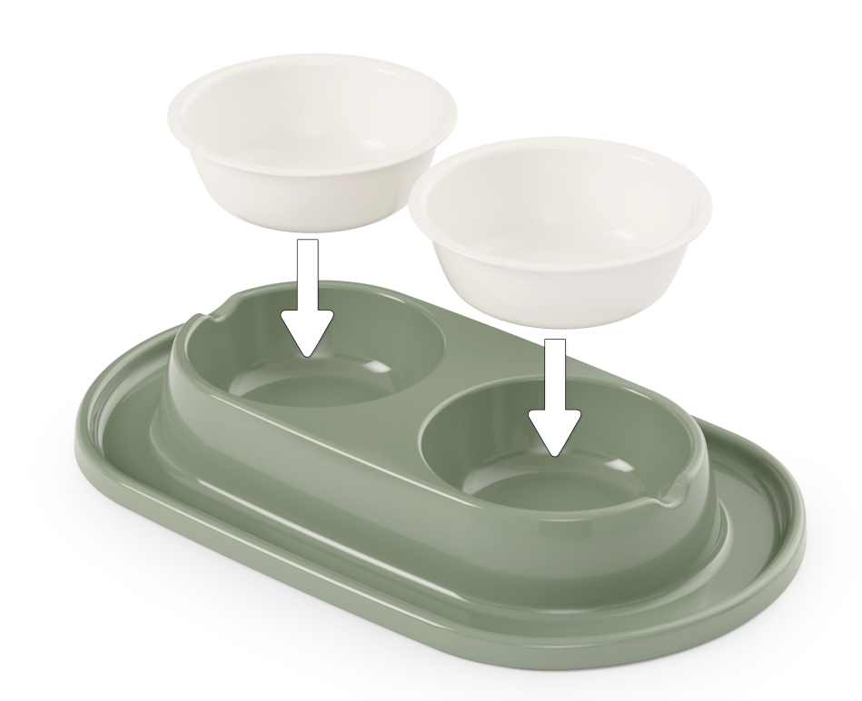 Миска Zoo Plast ALTA Юта двойная на подставке для животных 300 мл 35,5*21,5*5 см 2