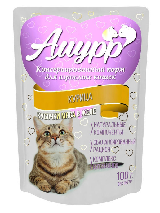  Амурр курица в желе для кошек 100 г