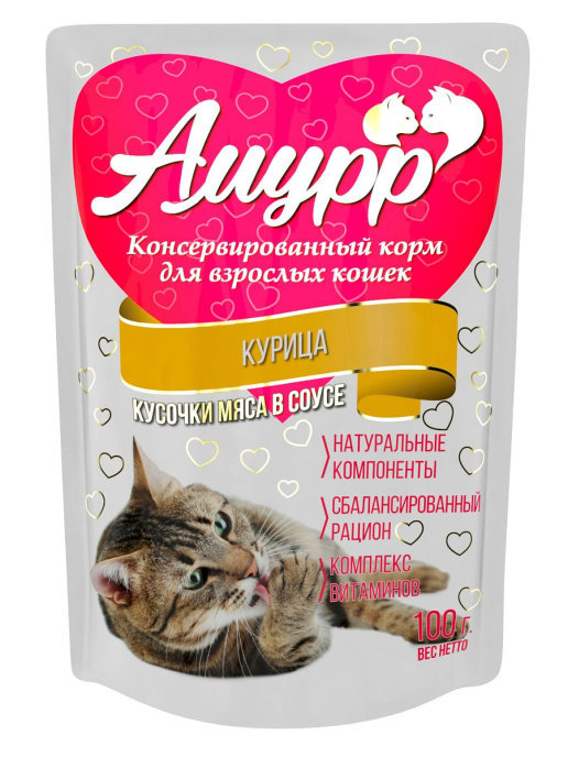  Амурр курица в соусе для кошек 100 г