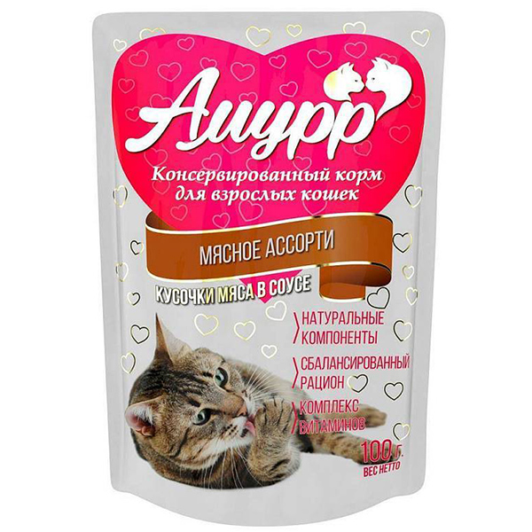  Амурр мясное ассорти в соусе для кошек 100 г