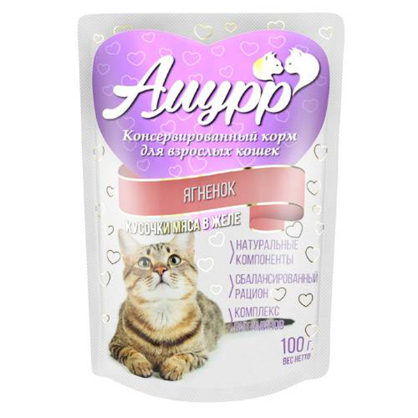  Амурр ягненок в желе для кошек 100 г