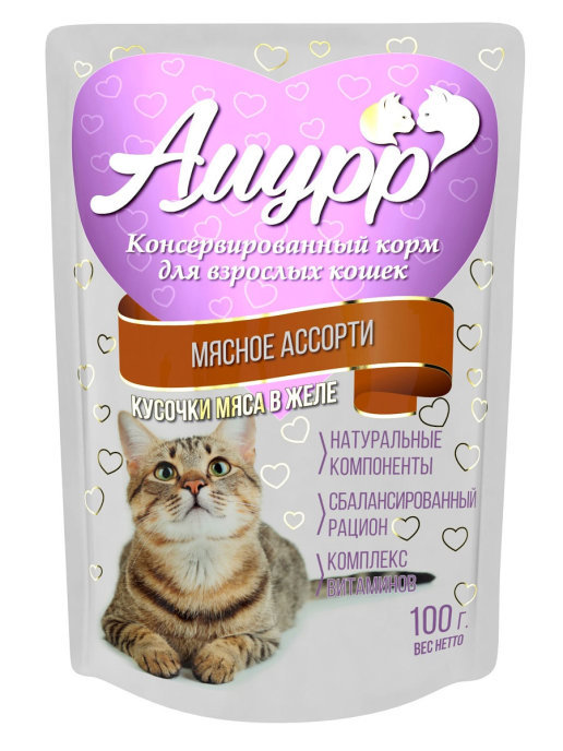 Амурр мясное ассорти в желе для кошек 100 г