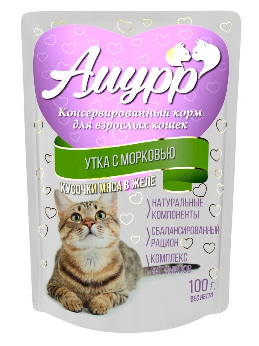 Амурр утка с морковью в желе для кошек 100 г