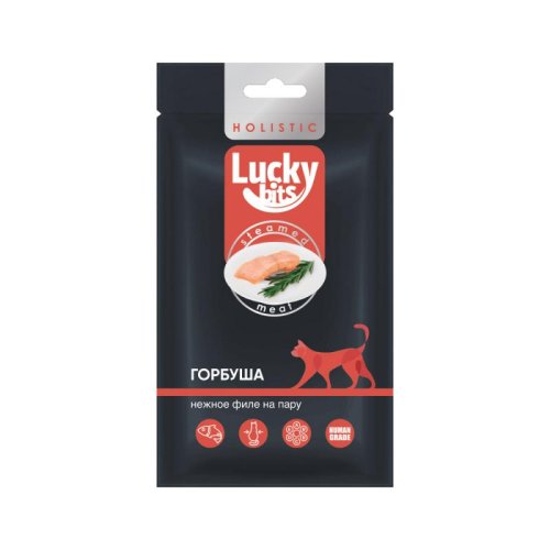 Лакомство Lucky bits нежное филе горбуши на пару для кошек 25 г