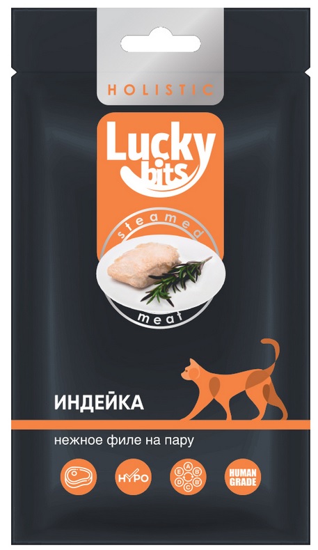 Лакомство Lucky bits нежное филе индейки на пару для кошек 25 г