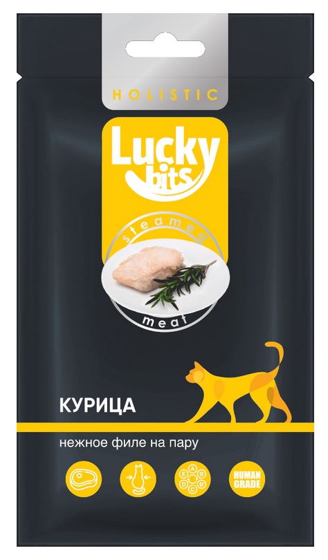 Лакомство Lucky bits нежное филе курицы на пару для кошек 25 г