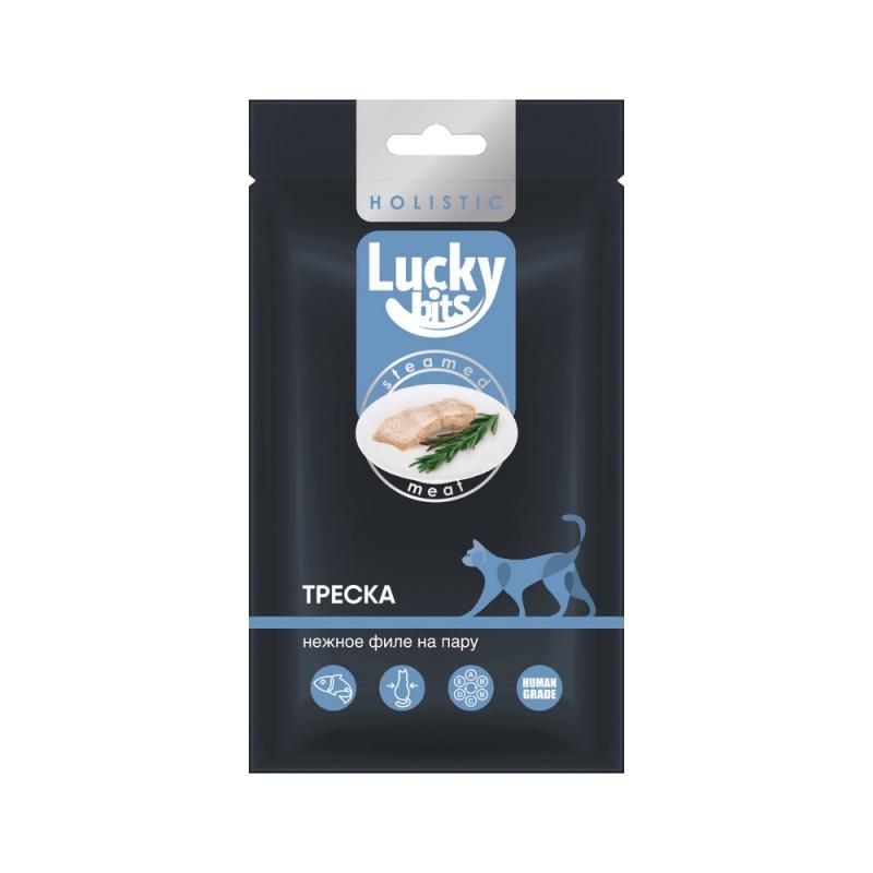 Лакомство Lucky bits нежное филе трески на пару для кошек 25 г