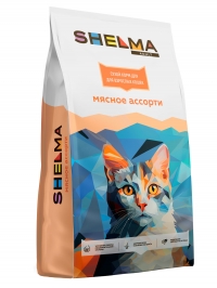 SHELMA  Adult мясное ассорти для кошек 8 кг