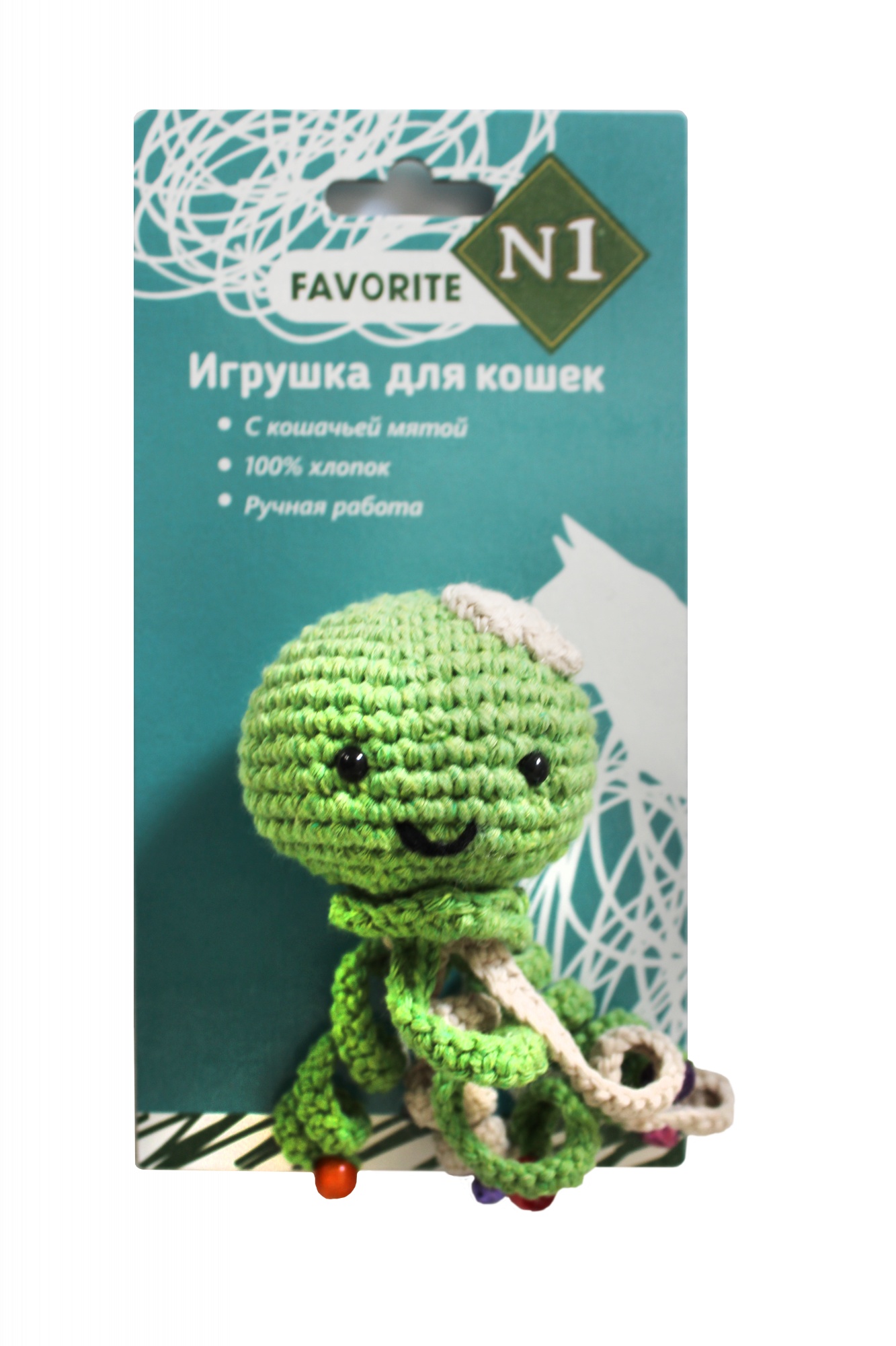 Игрушка N1 Favorite Медуза вязаная с кошачьей мятой зеленая для кошек 2
