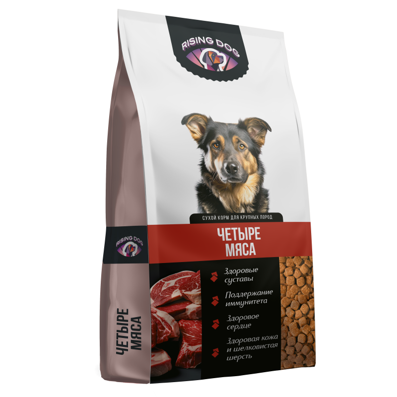RISING DOG 4 вида мяса для собак крупных пород 18 кг