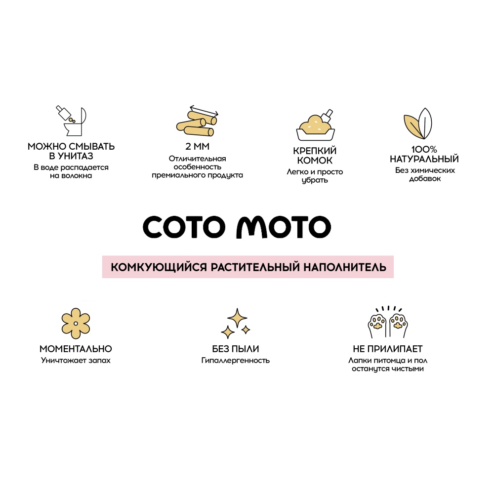 Наполнитель Cotomoto растительный комкующийся для кошек 4