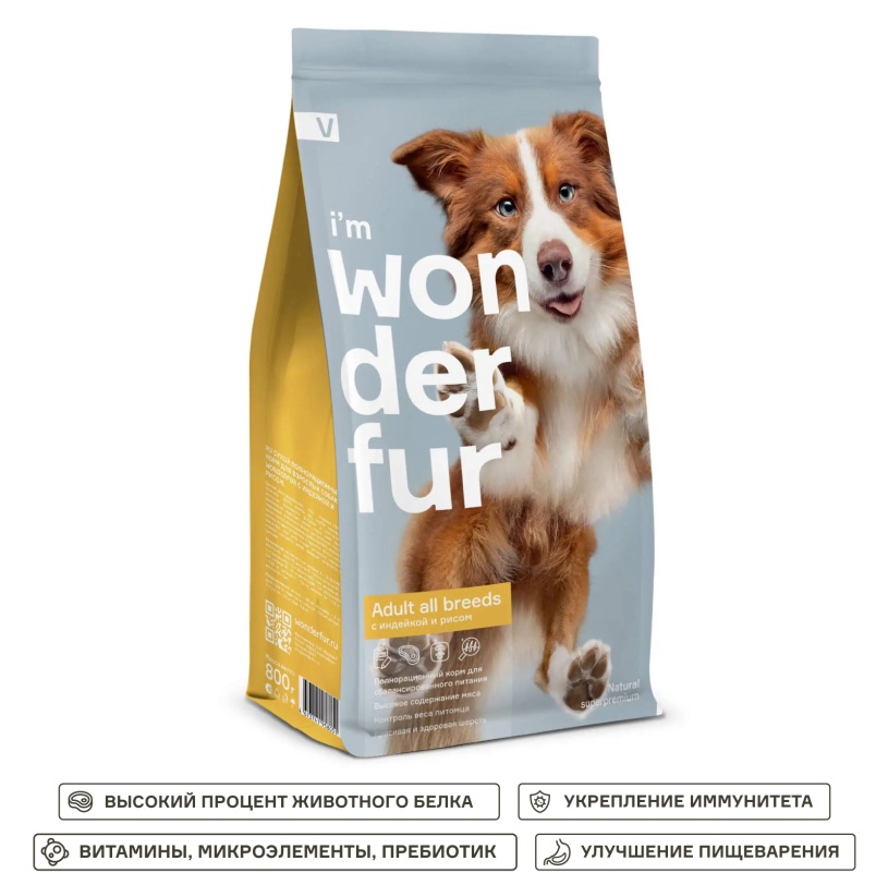 Wonderfur Adult All breeds Индейка/Рис для собак