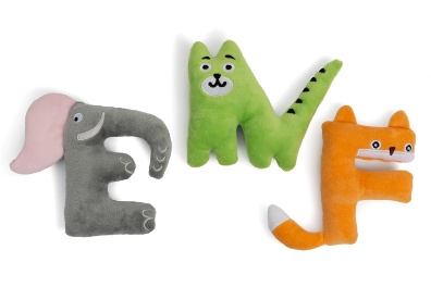 Игрушка-пищалка Wogy Зверята-буквы мягкие микс для животных 12 см