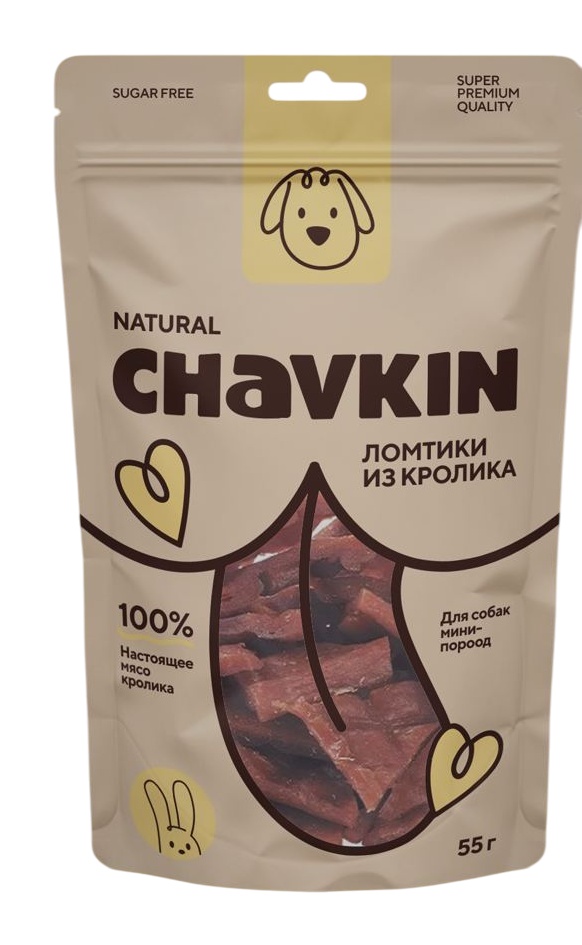 Лакомство Chavkin Ломтики крольчатины для собак 55 г 1