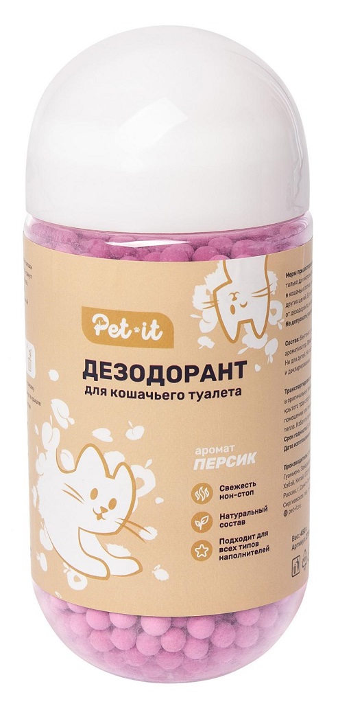 Дезодорант Pet-it Персик д/кош туалета 450 г