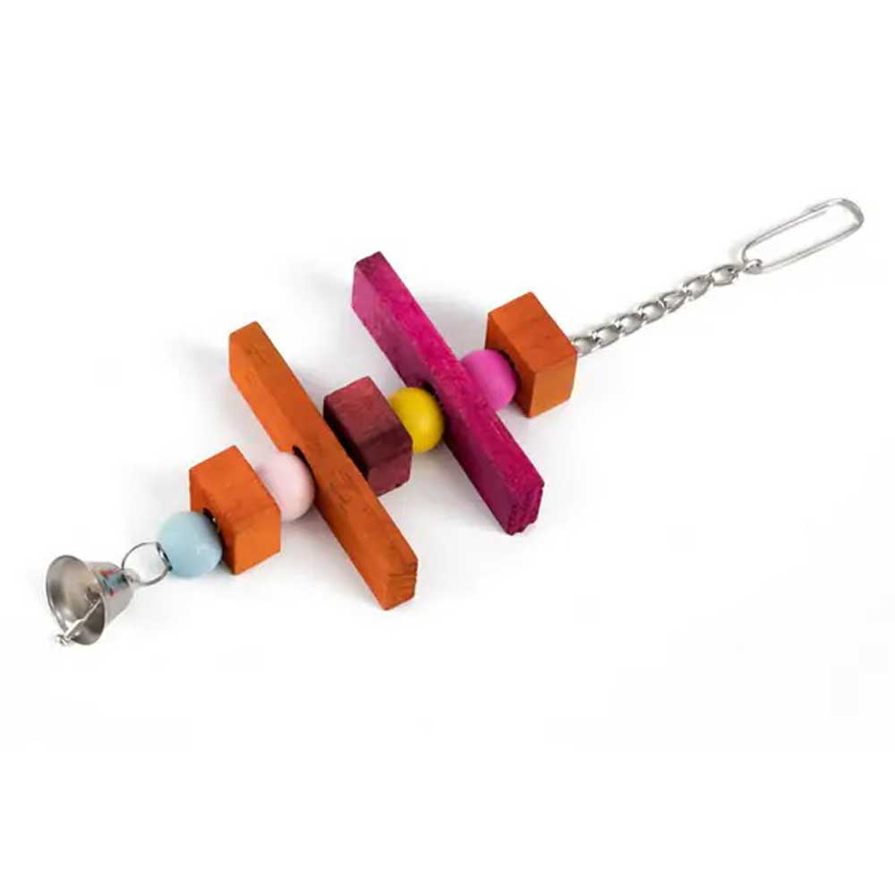 Игрушка Wogy составная с колокольчиками, на цепочке для птиц 25*6*3 см