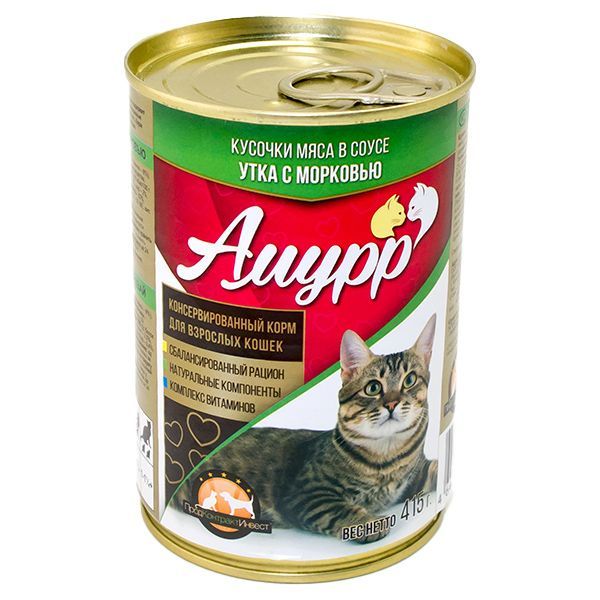 Амурр Утка/морковь соус консервы для кошек 415 г