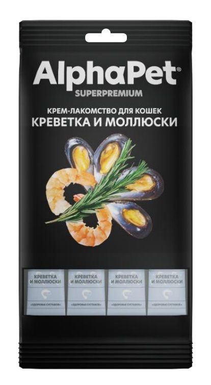 Крем-лакомство AlphaPet с креветкой и моллюсками для кошек 48 г 3