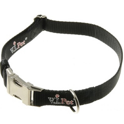 Ошейник V.I.PET нейлон фастекс черный для собак 2*35-56см