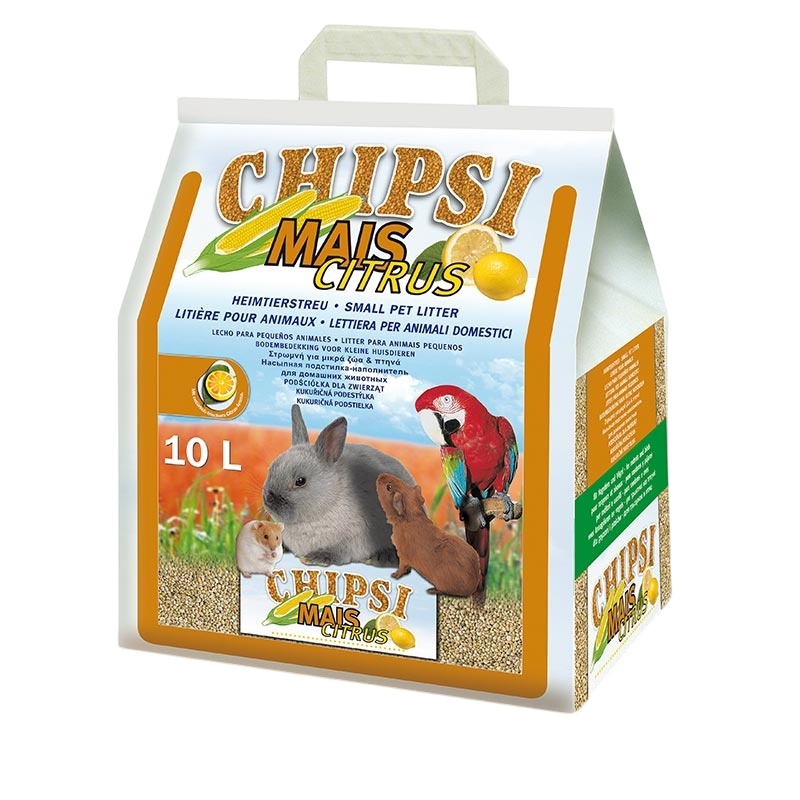 Наполнитель Chipsi Mais Citrus Кукурузный ароматизированный для грызунов и птиц 10л 4,6 кг