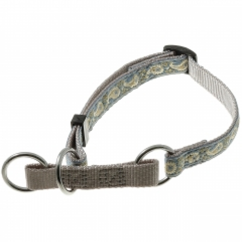 Ошейник-полуудавка V.I.PET нейлон на 3 кольцах серый для собак 23-43см