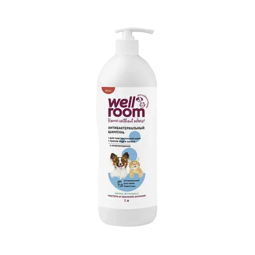 Шампунь Wellroom Антибактериальный для животных 1 л 1