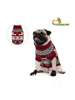 Свитер Пижон Бегущие олени ткань красный для животных XL 2