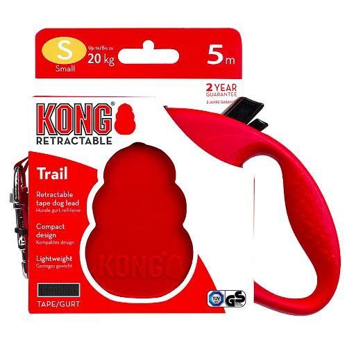 Поводок-Рулетка KONG Kong Trail M красный (до 30 кг) лента 5 м для собак