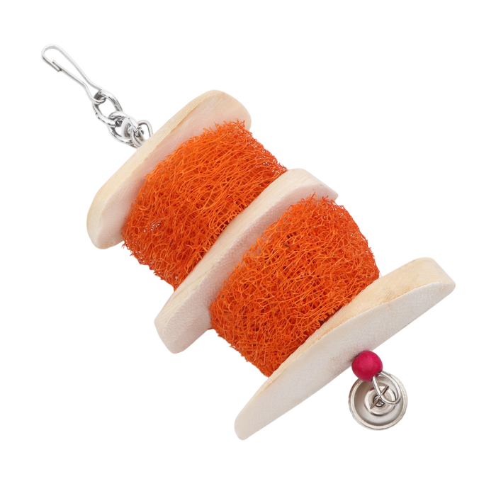 Игрушка Пижон панцирь каракатицы люфа и колокольчик оранж для птиц 20*5 см