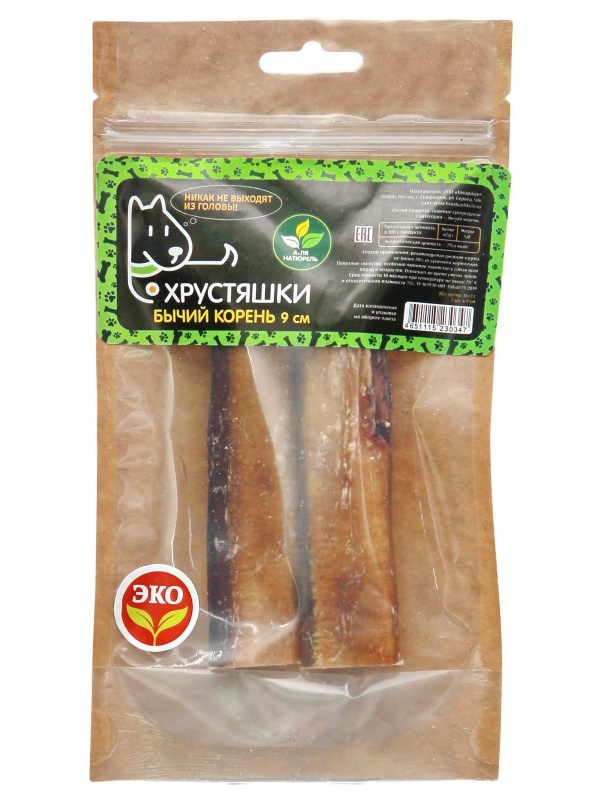 Лакомство Хрустяшки Корень бычий 9 см для собак 35 г