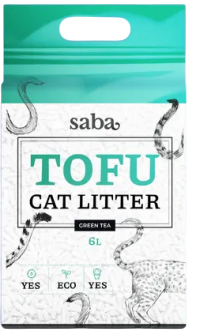 Наполнитель Saba тофу Зеленый чай для кошек 6 л