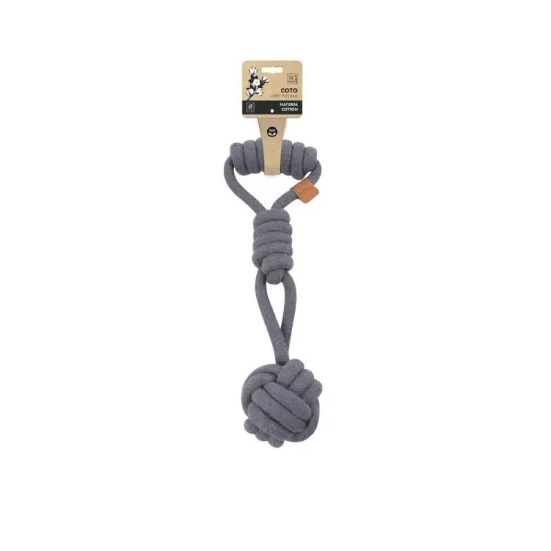 Игрушка Mpets COTO перетяжка с мячом джут серый для собак 36 см