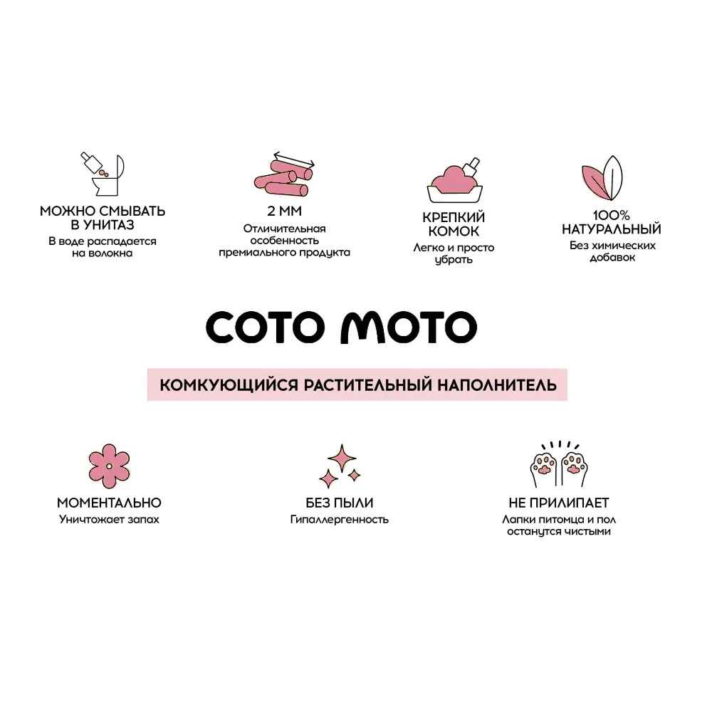 Наполнитель Cotomoto Сакура растительный комкующийся для кошек 3