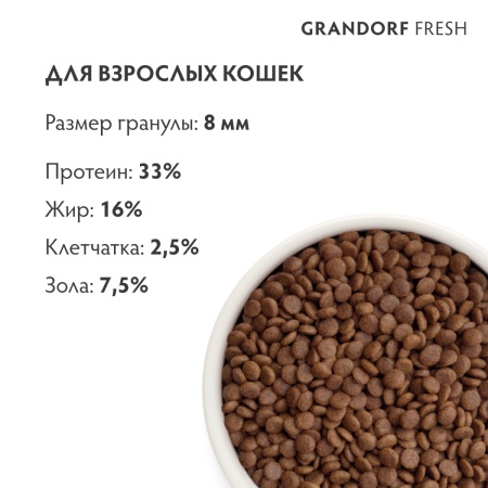 Grandorf Fresh Adult Свежее мясо ягненка с бататом для кошек 3