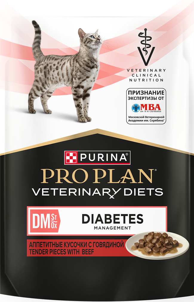 Pro Plan VD DM Diabetes с говядиной пауч для кошек 85 г