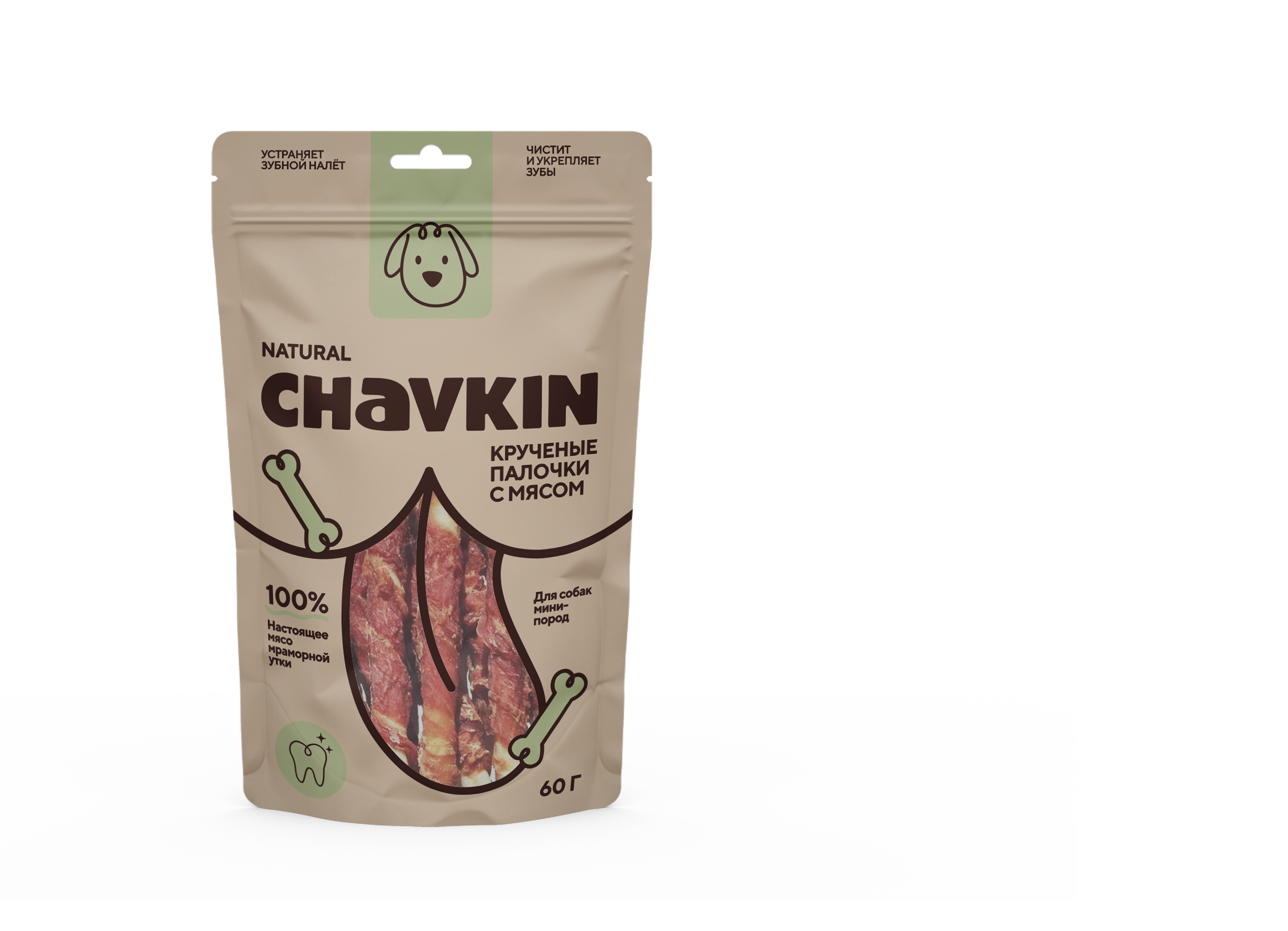 Лакомство Chavkin Крученые палочки с мясом утки для собак 60 г