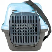 Переноска ZooExpress Турне с пласт дверцей голубая L для животных 54,5*36*34 см 2