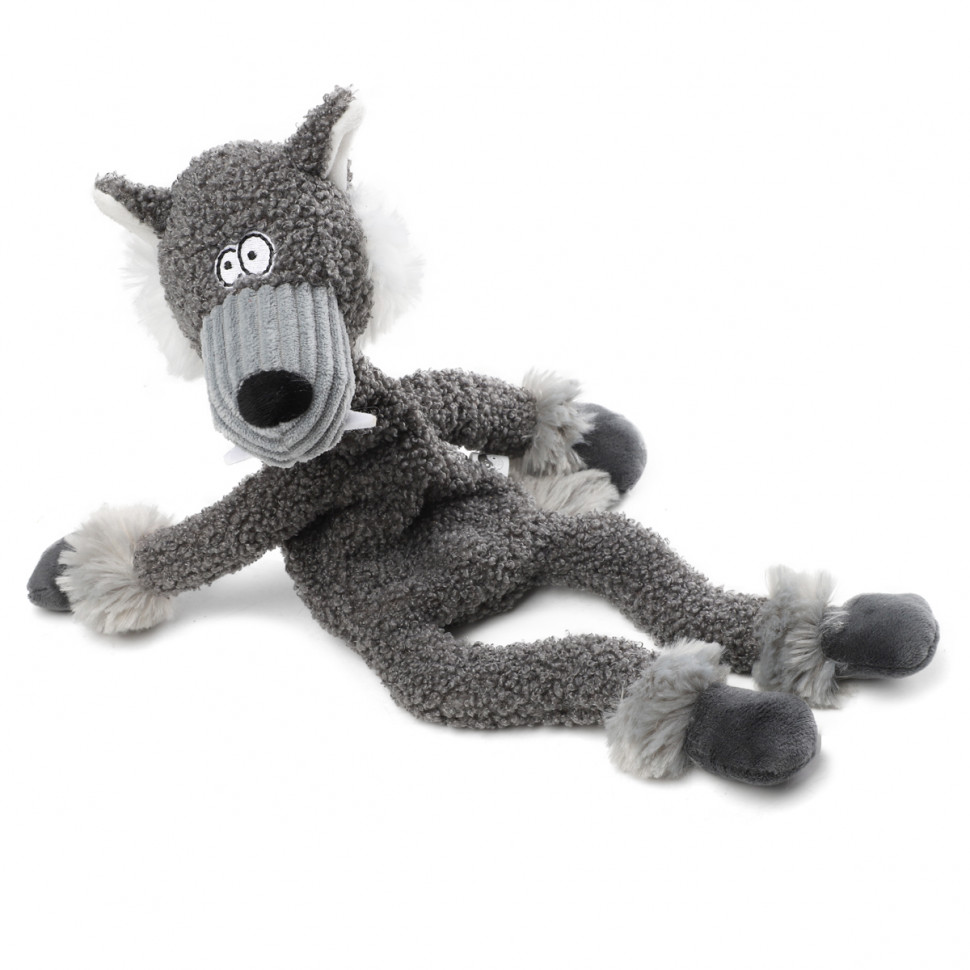 Игрушка GiGwi Волк с верёвкой серия PLUSH FRIENDZ для собак 39см