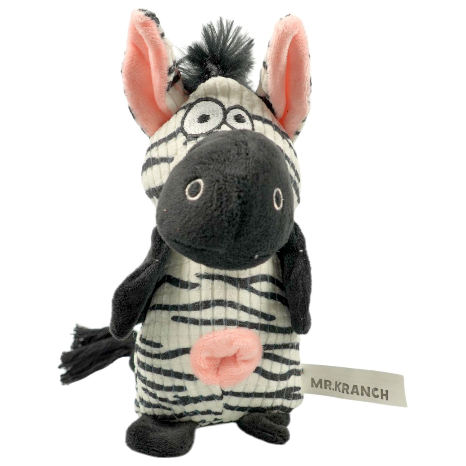 Игрушка Mr.Kranch Зебра плюшевая с канатиками пищалкой и карманом под лакомство для собак 21 см 1