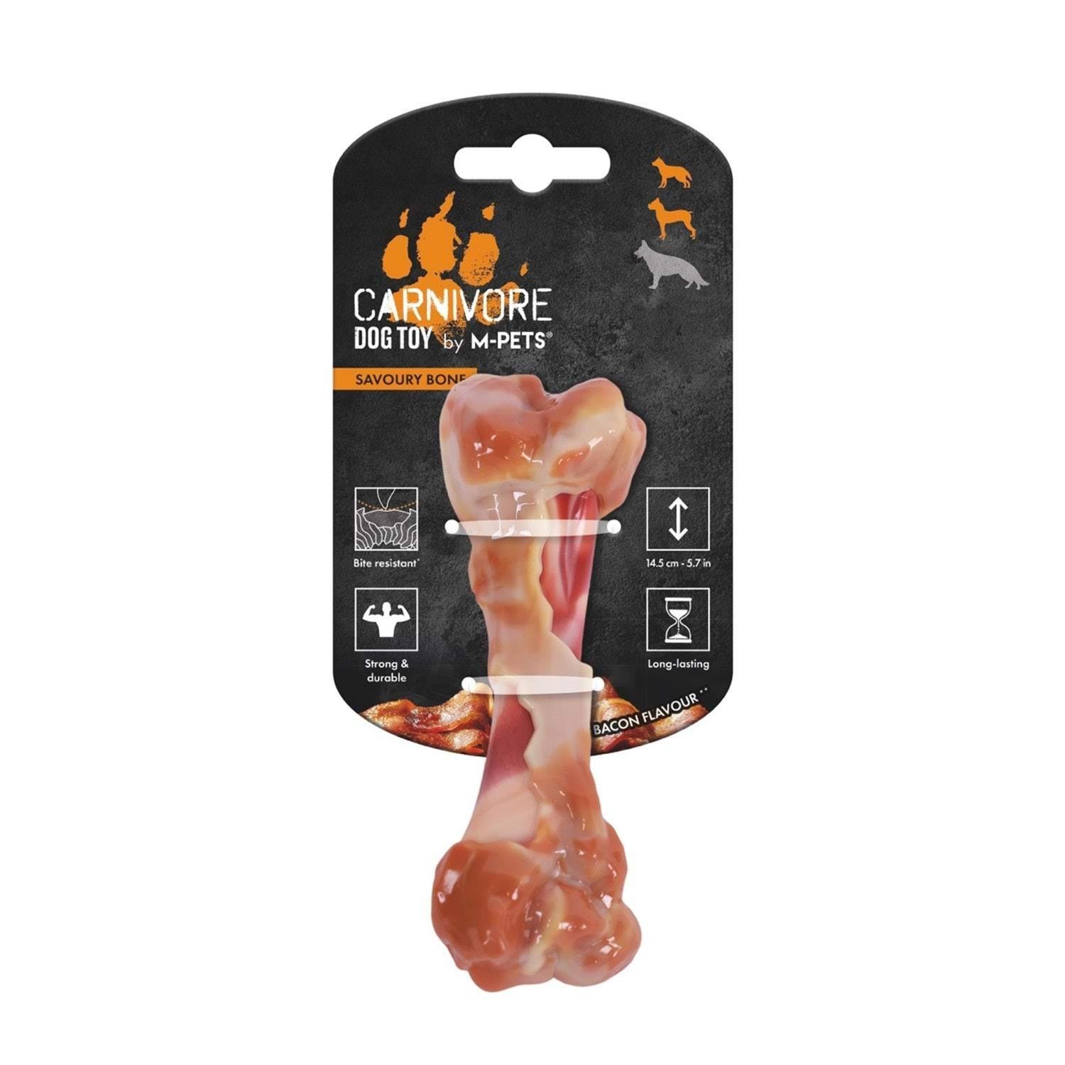 Игрушка Mpets CARNIVORE кость со вкусом бекона резина в ассортименте для собак 14,5*5,7см