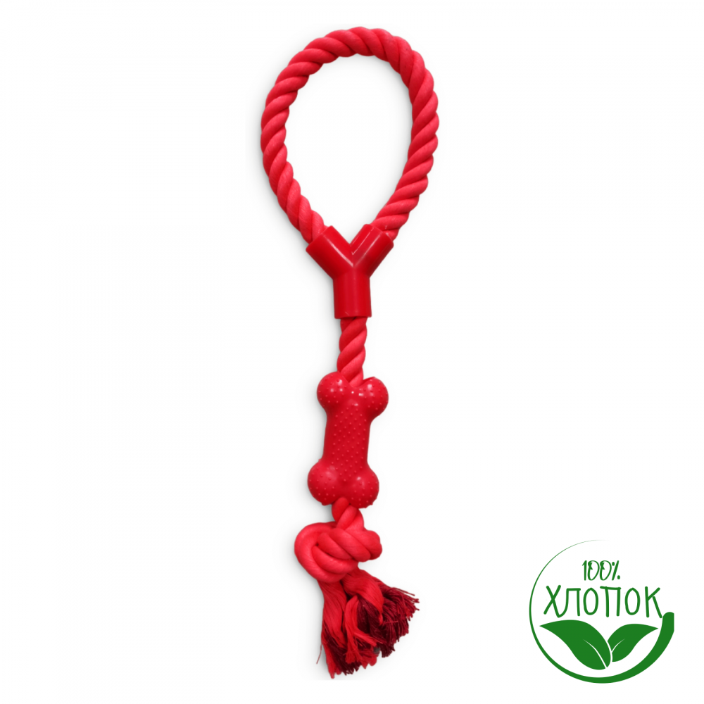 Игрушка Чистый котик Грейфер с петлей и узлами в ассортименте для собак 40 см 3