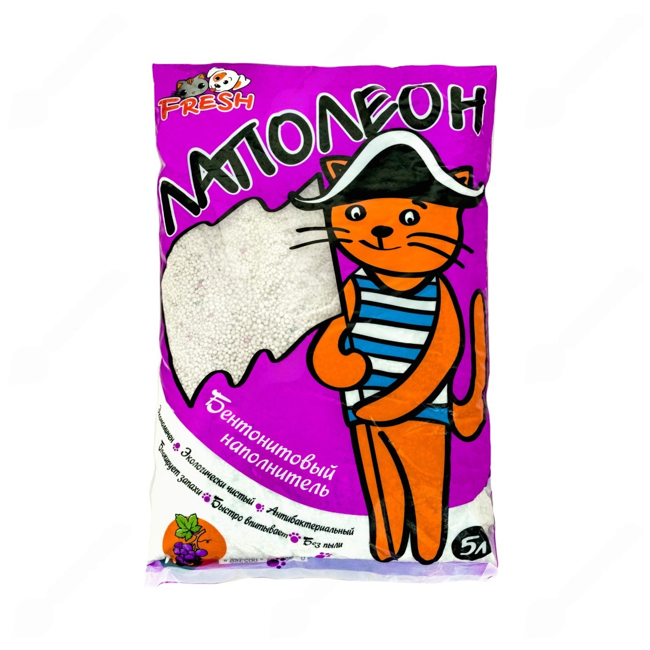 Наполнитель Лаполеон комкующийся Виноград для кошек 5 л 1