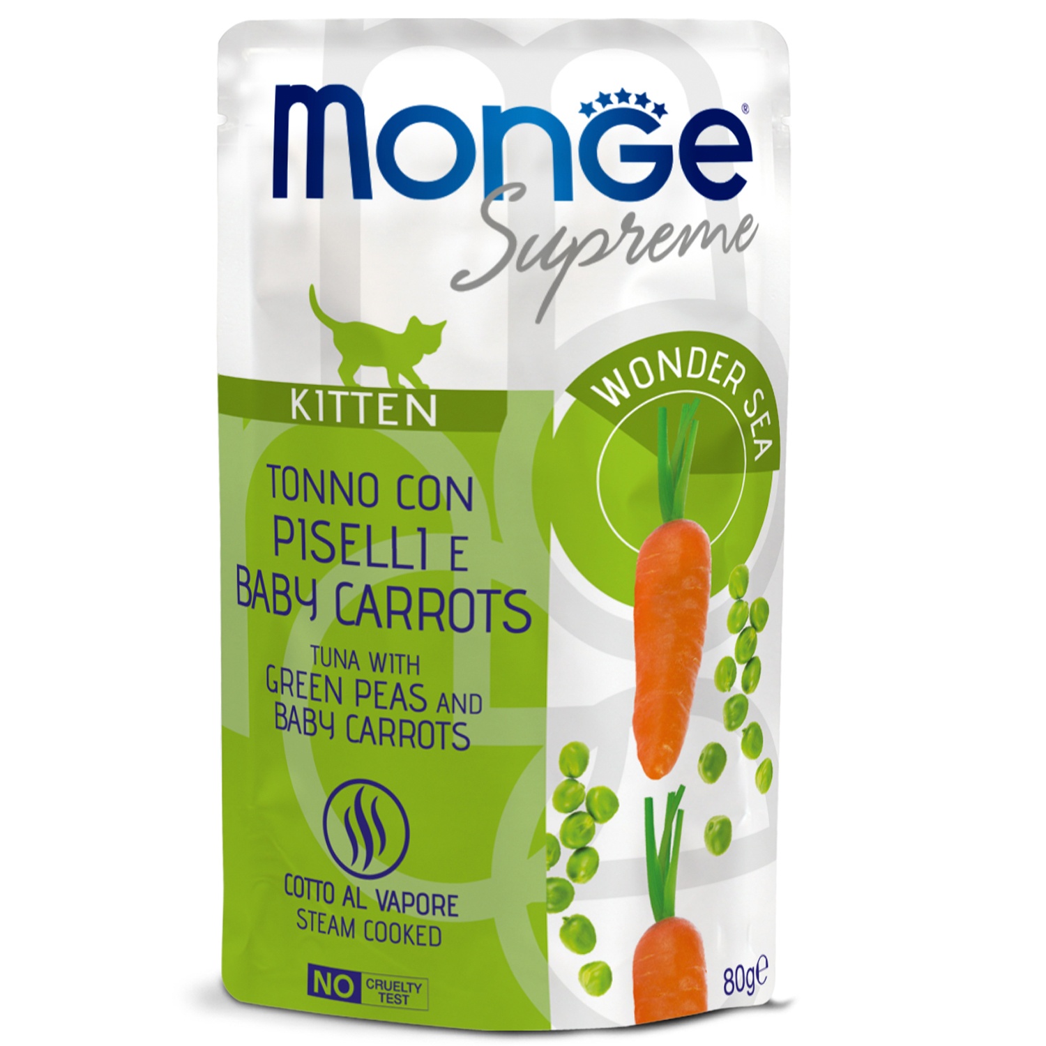 Monge Supreme Kitten Тунец/Зеленый горошек/Мини-морковь пауч д/котят 80 г