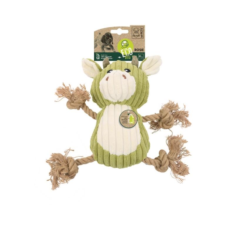 Игрушка Mpets Коровка Рози с канатом мягкая для собак 28 см