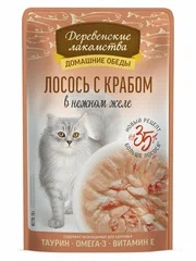 Деревенские Лакомства Лосось с Крабом пауч для кошек 70 г