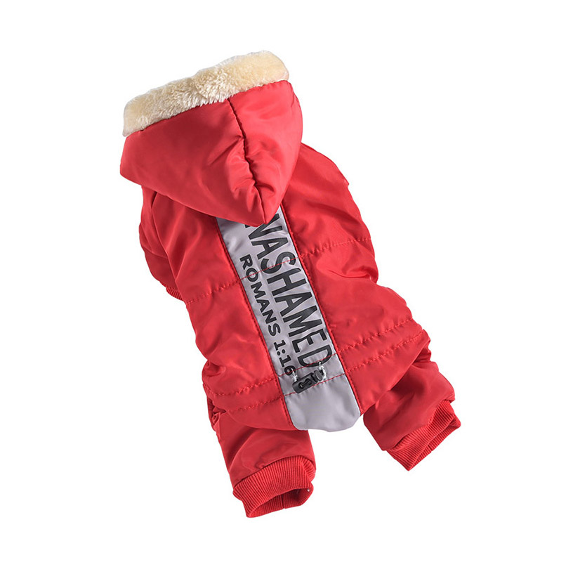 Пальто Уют Зимнее с капюшоном на кнопках красное для собак