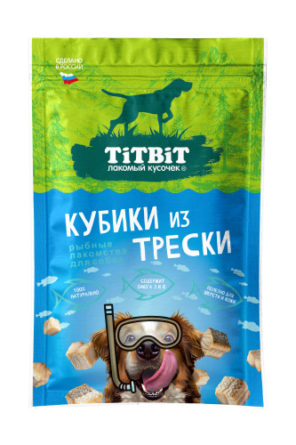 Лакомство TitBit Кубики из трески для собак 80 г